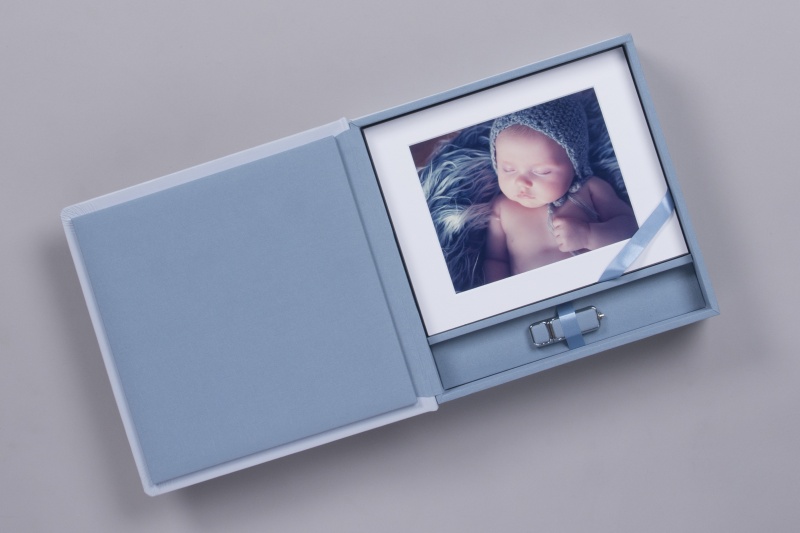 Newborn Photography Baby Blue Folio Box