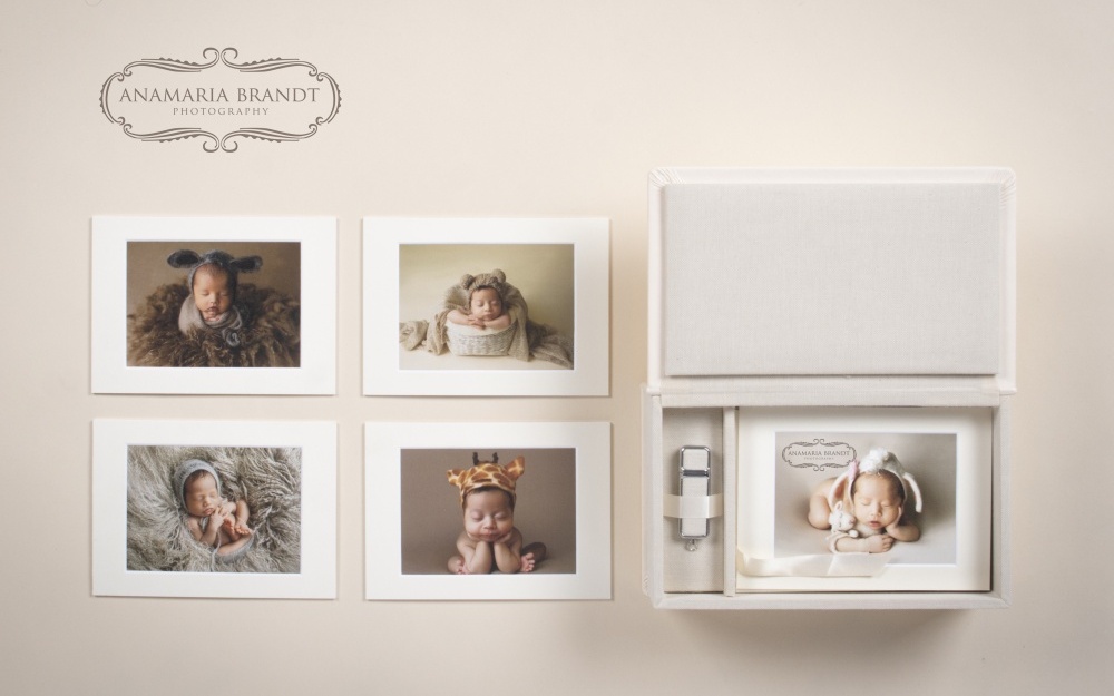 Annamaria Brandt Newborn Photography in Beige Folio Box